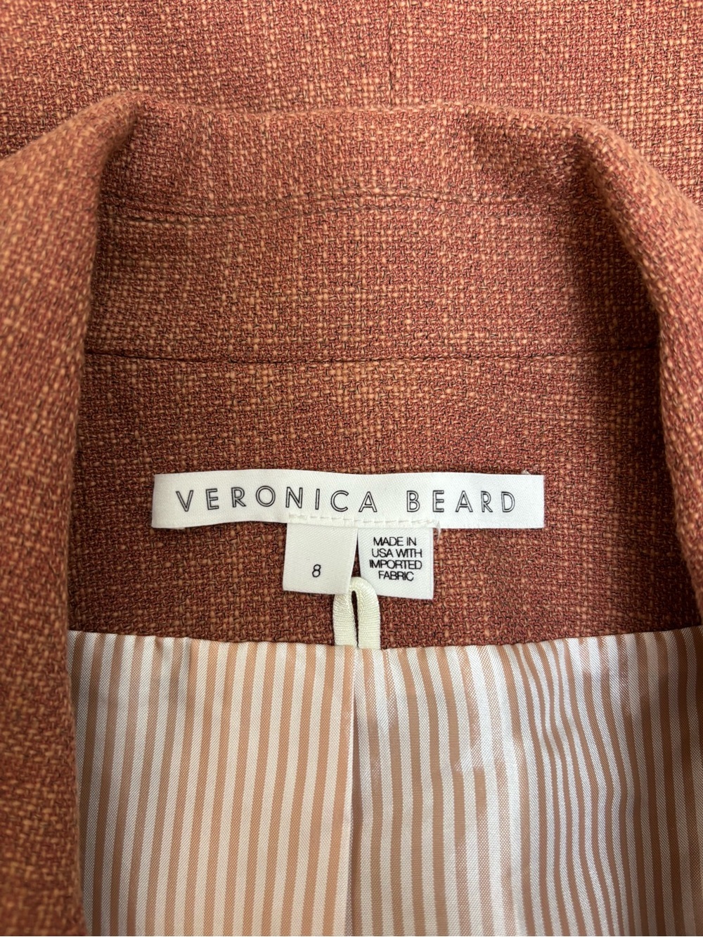 Veronica Beard Martel Dickey Jacket Blazer Light Orange Linen Blend Size 8 - Picture 6 of 7